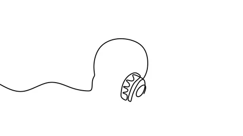 Continuous drawing line art of headphone with black line and white background Stock Footage 169525631