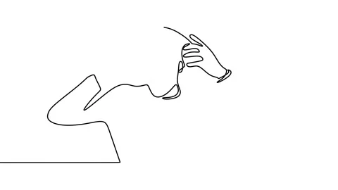 Continuous drawing line art of headphone guy with black line and white backgr Stock Footage 169525640