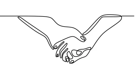 Continuous drawing line art of hold hand with black line and white background Stock Footage 158134758