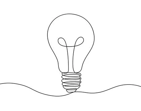 Continuous drawing line art of light bulb. Idea concept. Hand drawn one line Stock Illustration