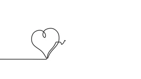 Continuous drawing line art of love heartbeat symbol with black line and whit Stock Footage 157057523