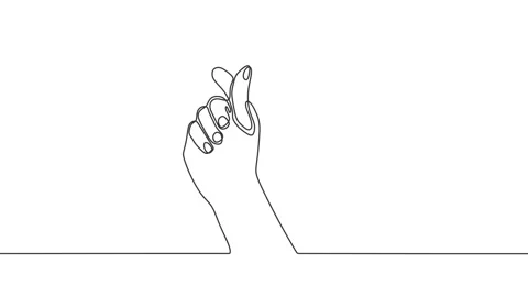 Continuous drawing line art of love hand sign couple with black line and whit Stock Footage 157067883