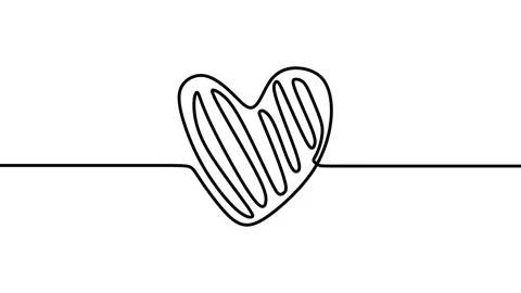 Continuous drawing line art of love symbol with black line and white backgrou Stock Footage 158110686