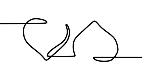 Continuous drawing line art of love symbol with black line and white backgrou Stock Footage 158116323