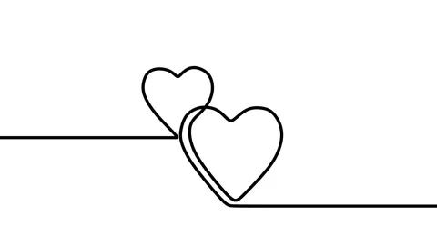 Continuous drawing line art of love symbol with black line and white backgrou Stock Footage 158116646