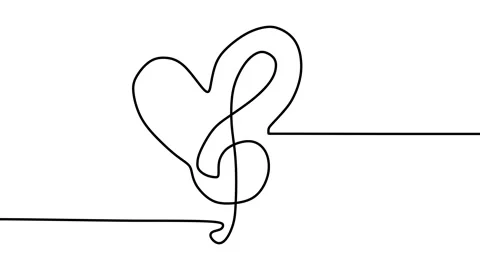 Continuous drawing line art of love symbol with black line and white backgrou Stock Footage 158117396