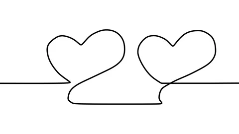 Continuous drawing line art of love symbol with black line and white backgrou Stock Footage 158117577