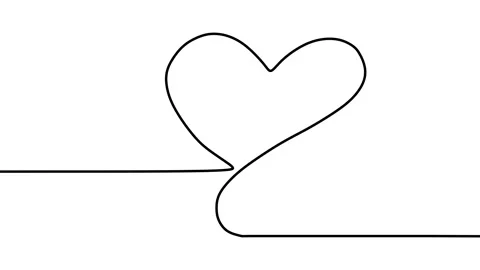 Continuous drawing line art of love symbol with black line and white backgrou Stock Footage 158117798