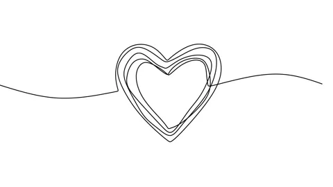 Continuous drawing line art of love symbol with black line and white backgrou Stock Footage 169503213