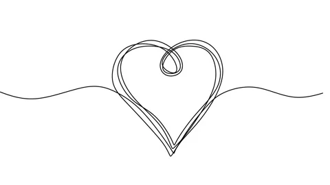 Continuous drawing line art of love symbol with black line and white backgrou Stock Footage 169503317
