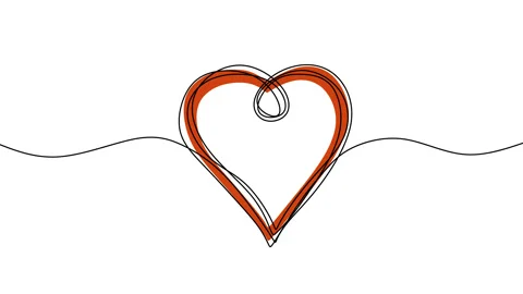Continuous drawing line art of love symbol with black line and white backgrou Stock Footage 169503438