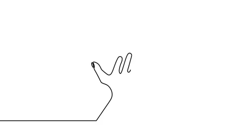 Continuous drawing line art of love hand sign with black line and white backg Stock Footage 169519004