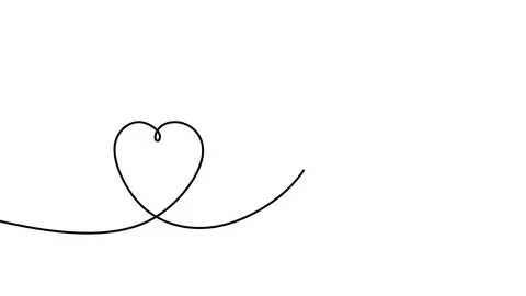Continuous drawing line art of love symbol with black line and white backgrou Stock Footage 169522816
