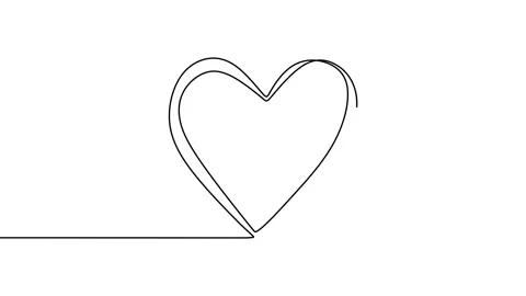 Continuous drawing line art of love symbol with black line and white backgrou Stock Footage 169523371
