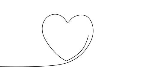 Continuous drawing line art of love symbol with black line and white backgrou Stock Footage 169523657