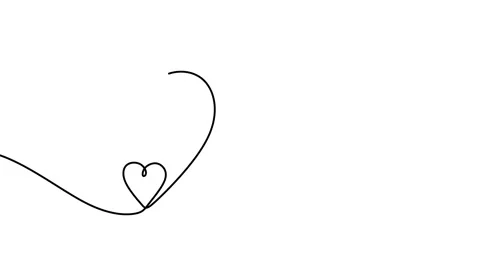 Continuous drawing line art of love symbol with black line and white backgrou Stock Footage 169523780