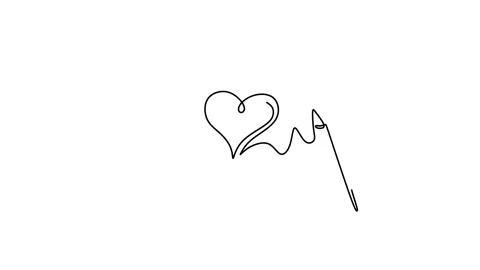 Continuous drawing line art of love letter with black line and white backgrou Stock Footage 169529836