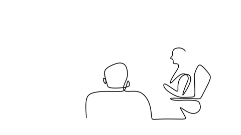 Continuous drawing line art of meeting with black line and white background.  Stock Footage 169530007