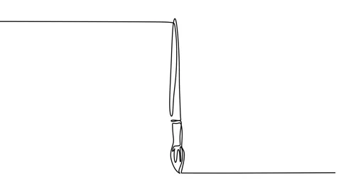 Continuous drawing line art of paint brush with black line and white backgrou Stock Footage 169503836