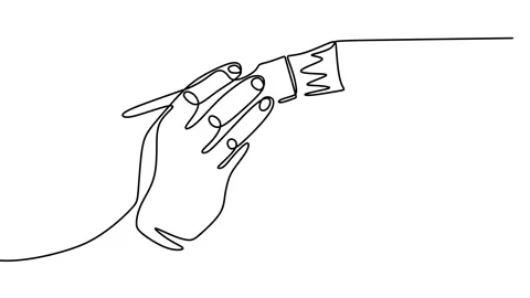 Continuous drawing line art of paint brush with black line and white backgrou Stock Footage 169504038