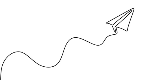 Continuous drawing line art of paper plane with black line and white backgrou Stock Footage 169504665