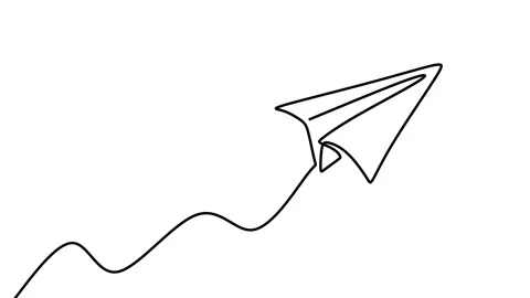 Continuous drawing line art of paper plane with black line and white backgrou Stock Footage 169505153