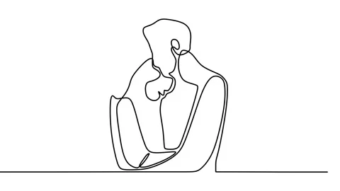 Continuous drawing line art of romantic couple with black line and white back Stock Footage 158126380