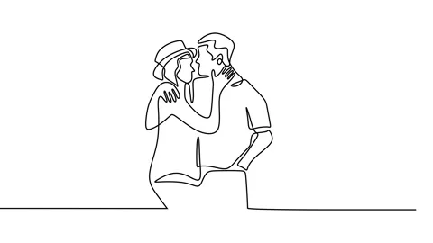 Continuous drawing line art of romantic ... | Stock Video | Pond5