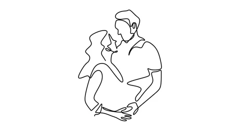 Continuous drawing line art of romantic ... | Stock Video | Pond5