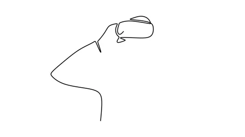 Continuous drawing line art of VR box with black line and white background. O Stock Footage 169532031