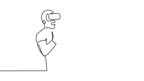 Continuous drawing line art of VR box with black line and white background. O Stock Footage 169532076