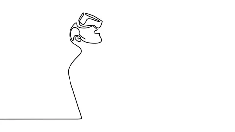 Continuous drawing line art of VR box with black line and white background. O Stock Footage 169532628