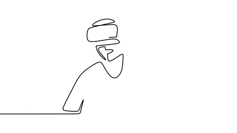 Continuous drawing line art of VR box with black line and white background. O Stock Footage 169532728