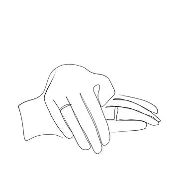 Continuous drawing of lines. Line art two hands of lovers. Continuous drawi.. Stock Illustration