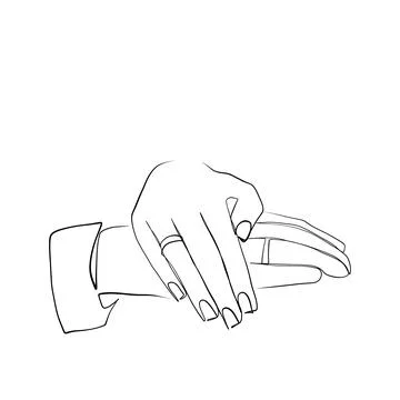 Continuous drawing of lines. Line art two hands of lovers. Continuous drawi.. Stock Illustration