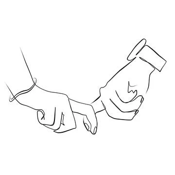 Continuous drawing of lines. Line art two hands of lovers. Continuous drawi.. Stockillustratie