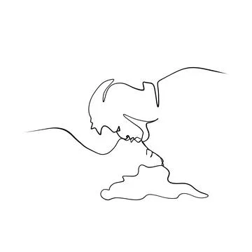 Continuous drawing of lines. Line art of kissing lovers. Continuous line dr.. Stock Illustration