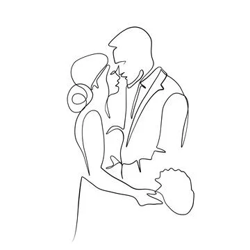 Continuous drawing of lines. Line art of kissing lovers. Continuous line dr.. Stock Illustration