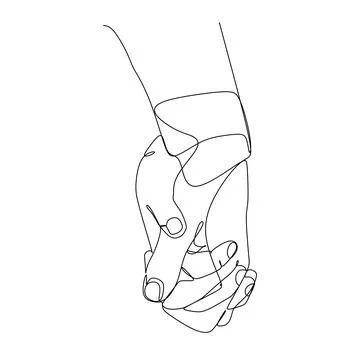 Continuous drawing of lovers hands holding each other. Hand holding Vector il 스톡 일러스트