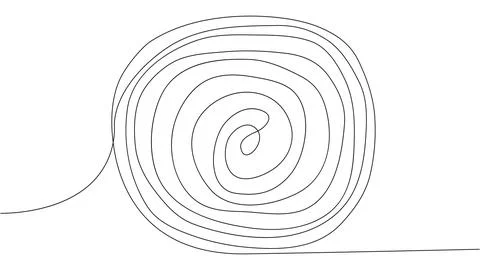 Continuous drawing of one line of a round spiral, a dream catcher web Stock Illustration