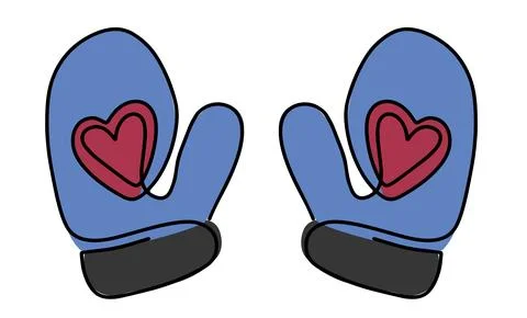 Continuous drawing of one line of winter mittens. The icon of a winter mitten Stock Illustration