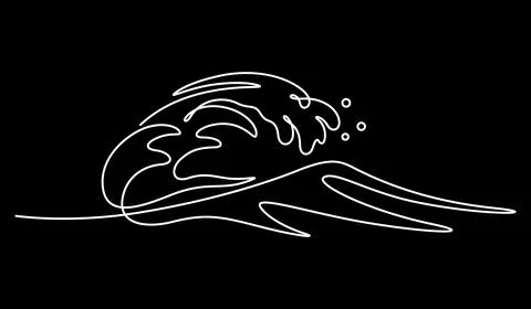 Continuous drawing of sea ocean waves illustration Stock Illustration