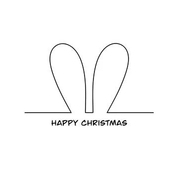 Continuous drawing of a single rabbit line. Christmas card in the style of light Stock Illustration