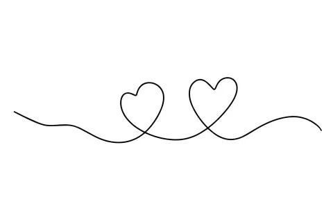 Continuous drawing of two hearts. A pair of hearts. Fashionable minimalist Stock Illustration