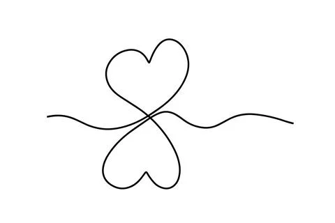 Continuous drawing of two hearts. A pair of hearts. Fashionable minimalist Stock Illustration