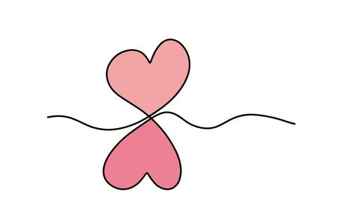 Continuous drawing of two hearts. A pair of hearts. Fashionable minimalist Stock Illustration