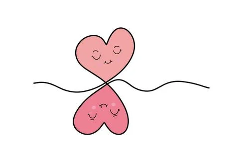 Continuous drawing of two hearts. A pair of hearts. Fashionable minimalist Stock Illustration