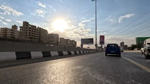 Continuous Drive Around Cairo Ring Road Observing the Movement of the Mega City Stock Footage 330068686