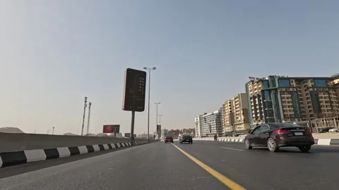 Continuous Drive Through Cairo Ring Road with Authentic Sounds of Cairo Streets Vídeo Stock 329828566