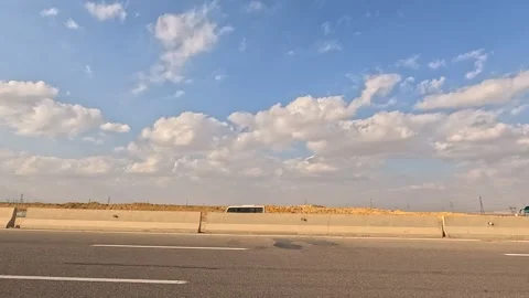 Continuous Driving Across Cairo Ain Sokhna Desert Route Showing Moving Traffic Stock-Footage 329994984